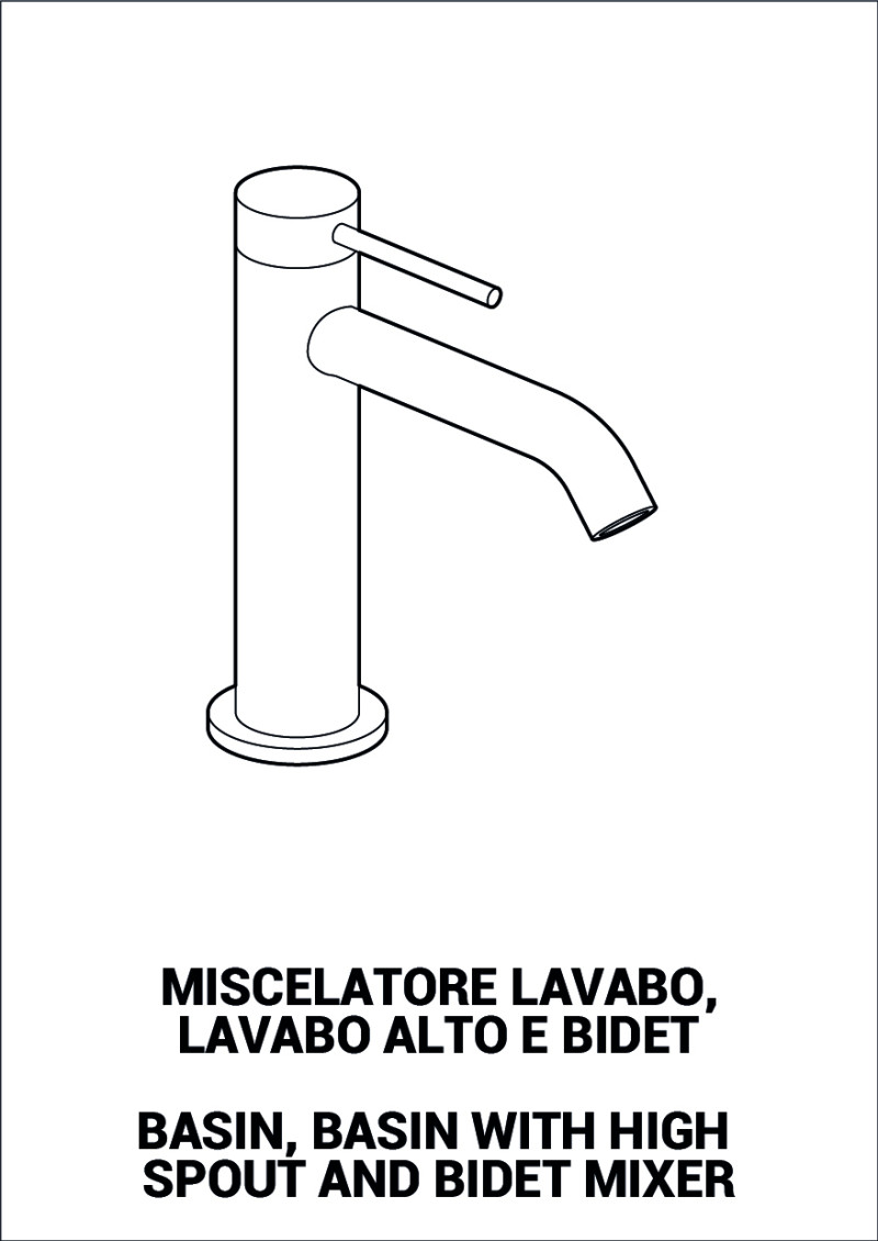 Miscelatore lavabo, lavabo alto e bidet con codolo di fissaggio - Viktor, Versilia e Italia R